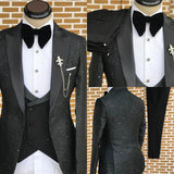 AIDASE  -  Classic Wedding Men Suits Sprayed New Shine Tailor-Made Groom 3-Pcs Business Suits Singer Formal Occasions Party Size Customized aidase-shop