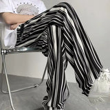 AIDASE  -  Spring Summer New Elastic Waist Striped Contrast Color Straight Pants Man High Street Casual Loose Drawstring All-match Trousers aidase-shop