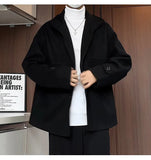 AIDASE  -  Korean Fashion Men's Wool Blend Coat Single Breasted Pea Coat Trench Overcoat aidase-shop