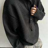 AIDASE  -  American Retro Casual V-ne Knitted Sweater Men Pure Color Outerwear Autumn Winter New Sle Loose Fit Long Sve Coat aidase-shop