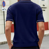 Aidase Men's Casual Business Knitted Polo Shirt Light Luxury Leisure Turn Down Collar Button Short Sleeve Pocket Anti-pilling Knitwear