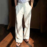 AIDASE  -  Spring Summer Men Pinstripe Pants High Waist Wide Leg Relaxed Fit Casual Office Trousers aidase-shop