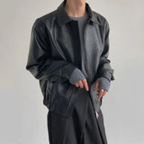 AIDASE  -  Casual American Trend PU Leather Jacket Motorcycle Coat Autumn Couple Cleanfit Top National Trend Outerwear Loose Fit Summer aidase-shop