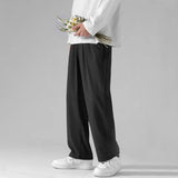 AIDASE  -  Men's Black Ice Silk Wide Leg Pants Thin Man Comfortable Quick Drying Pants Summer Loose Casual Streetwear Loose Trouser Pants aidase-shop