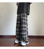 AIDASE  -  Men's Plaid Casual Pants Loose Straight Hong Kong Style Spring Autumn New Fashion Comfortable Breathable Men's Trousers aidase-shop