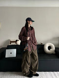 AIDASE  -  Loose Wide Leg Casual Pants Men Women Straight Cut Floor Length Trousers Waed Folded Knife  Casual Pants Vintage Japane aidase-shop