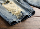 AIDASE  -  Retro Ripped Men's Denim Shorts Streetwear Hip Hop High Street Fashion Casual Short Jeans Male Stretch Straight Ripped Shorts aidase-shop