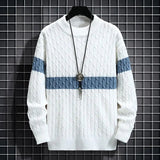 AIDASE  -  Ethnic Style Sweater Men's Winter Korean Retro High-end High Street Striped Knit Sweater Oversized Casual Pullover Thread Jacket aidase-shop