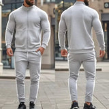 AIDASE  -  Spring Autumn Men's 2-Piece Set Color Blocking Zipper Stand Collar Casual Sports Jacket Sweatshirt Trousers Suit aidase-shop