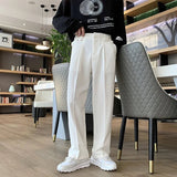 AIDASE  -  Fluid Khaki Trousers for Men Draped Wide Leg Man Suits Pants Formal High Quality Work Wear Tailoring Slacks Thin Casual Fashion aidase-shop