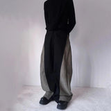 AIDASE  -  New In Mens Y2k Trousers 2025 Spring Autumn Street Handsome Two-Tone Casual Pants Fashion Elastic Waist Wide-Leg Mopping Pants