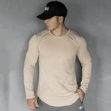 AIDASE  -  New Spring And Autumn Male Sports Leisure Running Fitness Exercise Cotton Elastic Solid Color Long Sleeve Base T-Shirt aidase-shop