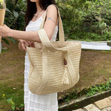 AIDASE  -  Summer Straw Woven Bag for Women Handbags Handmade Raffia Beach Boho Shoulder Bag Large Tote Bag Tassel Shopping Bag Bolsas aidase-shop