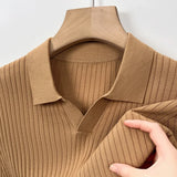 Aidase Men's Short-Sleeved Shirt, Slim Fit Summer Business Gentleman,Men's Polo Shirt  2024, High-End Knitwear Mulberry Silk aidase-shop