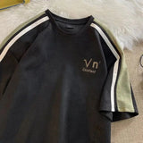 28.56Aidase Summer Hip Hop American Street Men and Women Trendy Personality Letter Round Neck Short Sleeve Couple Loose Casual T-shirt Top aidase-shop