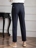 AIDASE  -  Naples Style Trousers Mens Casual Solid Color Pleated High Waist Trousers Spring Fall Trendy Men's Slim Fit Straight Pants aidase-shop