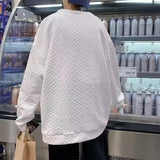 AIDASE  -  Autumn Men's Oversized Waffle Crewneck Sweatshirts Appliques Long Sleeve Pullover Hoodies Korean Fashion Y2K Streetwear Sudadera aidase-shop