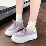 AIDASE  -  Spring New Women's Platform Wedge Sneakers Thick Sole Height Increasing Casual Fashion Versatile Lace up Board Shoes aidase-shop