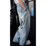 AIDASE  -  Men's Baggy Wide Legs Jeans Korean Fashion Streetwear Light Blue Patchwork Trend Y2K Loose Pants Washed Male Trousers aidase-shop
