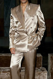 AIDASE  -  Elegant Glossy Men Suits Casual 2 Piece Coat Pants Groom Suit Silk Blazer Pants Wedding Prom Party Jacket Size Customized aidase-shop