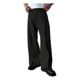 AIDASE  -  Men's Formal Dress Pants Cropped Pants Light Business Fashion Solid Color Front Pleated Drape Twill Daily Straight Suit Pants aidase-shop