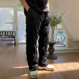 Aidase Mens Casual Pleated Straight Pants Genderless 2024 Summer New Arrival Fashion Personalized Solid Color Versatile Pants Unisex aidase-shop