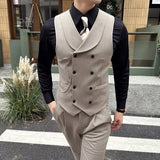 Aidase High Quality Autumn Double Breasted Suit Vest Men Business Formal Sleeveless Vest Slim Fit Wedding Groom Banquet Party Waistcoat aidase-shop