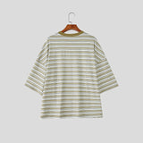 AIDASE  -  Men T Shirt Striped Summer O-neck Short Sleeve Male Tee Tops Streetwear Korean Style Fashion Casual Men Clothing aidase-shop