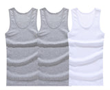 Hot Sale 3pcs / 100% Cotton Mens Sleeveless Tank Top Solid Muscle Vest Undershirts O-neck Gymclothing Tees Whorl Tops aidase-shop