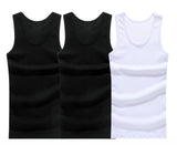 Hot Sale 3pcs / 100% Cotton Mens Sleeveless Tank Top Solid Muscle Vest Undershirts O-neck Gymclothing Tees Whorl Tops aidase-shop