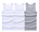 Hot Sale 3pcs / 100% Cotton Mens Sleeveless Tank Top Solid Muscle Vest Undershirts O-neck Gymclothing Tees Whorl Tops aidase-shop