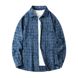 AIDASE  -  Lapel Collar Casual Shirt Jacket Retro Plaid Tie-dye Men's Cotton Shirt Coat Long Sleeve Casual Single Breasted 5Colors aidase-shop