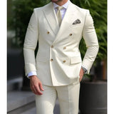 Aidase Green Men's Wedding Suits Solid Color 2 Piece Jacket Pant Daily Casual Business Double Breasted Six-buttons Formal Suits 2024 aidase-shop