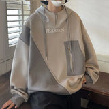 Aidase Autumn Winter Casual Men's Loose Sporty Cool Boys Soft Hoodie Pullover Shirt Top Versatile Pocket Solid Patchwork Letters aidase-shop