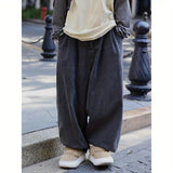 AIDASE  -  Retro Japanese Sle BF Wide Leg Pants Weathered Denim Loose Straight Cut Jeans ex Dad Pants Youth Faion All Seasons aidase-shop