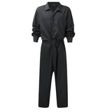 Aidase Fashion Men Jumpsuits Solid Color Lapel Long Sleeve Casual Cargo Clothes Overalls Male Rompers Streetwear Girdle Waist Siamese