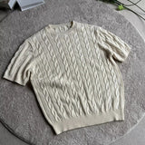 AIDASE  -  Summer New Style Men's T-shirt Loose Casual Short Sleeve Knitted Sweater Crew Neck Thin Material Twist Weave Fashionable Couple aidase-shop