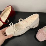 AIDASE  -  Leather Women Mary Jane Shoes Fashion Shallow Butterfly-knot Shoes Spring Autumn Wedding Party Shoes aidase-shop