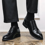 AIDASE  -  Rubber Quality Anti Slip Wear-resistant Sole Men Leather Shoes Fashionable Breathable Low Top Business Office Formal Shoes aidase-shop