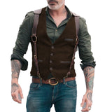Aidase Herringbone Men's Vests Men Brown Waistcoat Vest Man Steampunk Jacket Striped Tweed V-neck Slim Fit Gilet Wedding Clothing aidase-shop