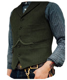 Aidase Business Waistcoat Jacket Casual Slim Fit Gilet Homme Vests for Groosmen Man Wedding Men's Suit Vest Brown Wedding Wool Tweed aidase-shop