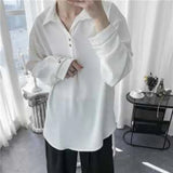 AIDASE  -  Men's Long Korean Style Loose Inner Pullover Shirt Spring Autumn Trendy Handsome Drape Top aidase-shop
