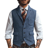Aidase Men Vest Brown Herringbone Business Waistcoat Jacket Casual Slim For Wedding Groom Banquet Gilet Vest aidase-shop