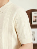 AIDASE  -  Summer Casual Buttoned Polo Neck Knit Top Men Vintage Crochet Knitted Polo Shirt Stylish Mens Short Sleeve Slim Polo Shirts aidase-shop