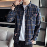 Aidase Spring Plaid Shirt Men Fashion Retro Casual Shirt For Men Clothing Harajuku High Quality Long Sleeve Male Fashion Tops aidase-shop