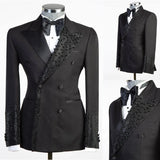 Aidase Luxury Men's Suits Tailored 2 Pieces Blazer Pants Beads Double Breasted Peaked Lapel Pockets Party Custom Made Plus Size aidase-shop