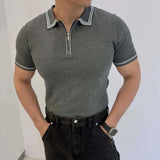 AIDASE  -  Ice Silk Knitted Thin Short Sleeved Men T-shirt Half Sleeved 2025 American Korea Fashion Male Tops Loose aidase-shop