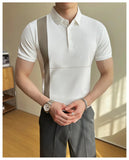 AIDASE  -  New Men's Stretchable Business Casual Polo Shirt, Fashion Slim Fit Short Sleeve T-Shirt, Available in Plus Sizes M-5XL. aidase-shop