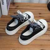 AIDASE  -  Hot Sale Women Thick Sole Canvas Shoes Vintage Fashion Students Breathable Lace-Up Sneakers Platform Black Sports Shoes aidase-shop