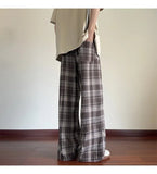 AIDASE  -  Men's Plaid Casual Pants Loose Straight Hong Kong Style Spring Autumn New Fashion Comfortable Breathable Men's Trousers aidase-shop
